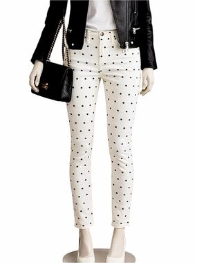 NWT - J.Crew – Toothpick Skinny Jeans Mini Star Print Antique Cream – Sz. 32